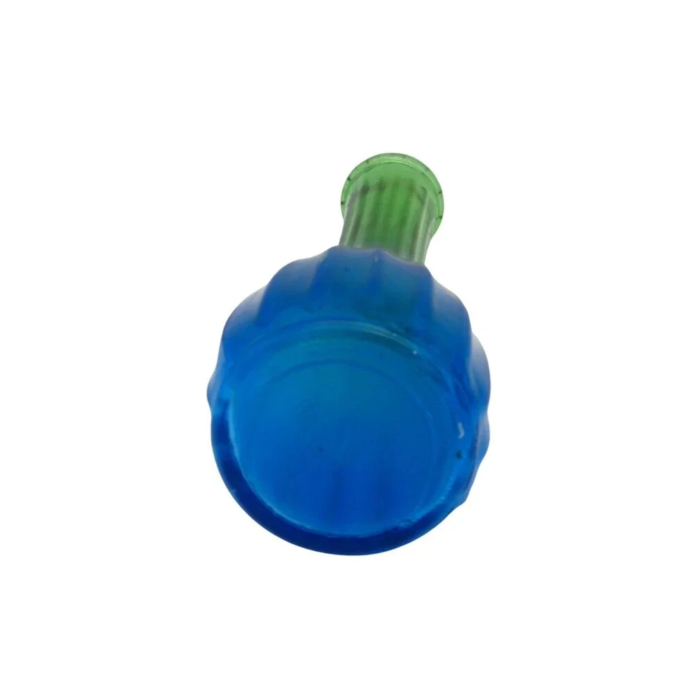 Vintage Jeannette Glass Bud Vase Blue Green Ombre Ribbed MCM Fluted 8.5”